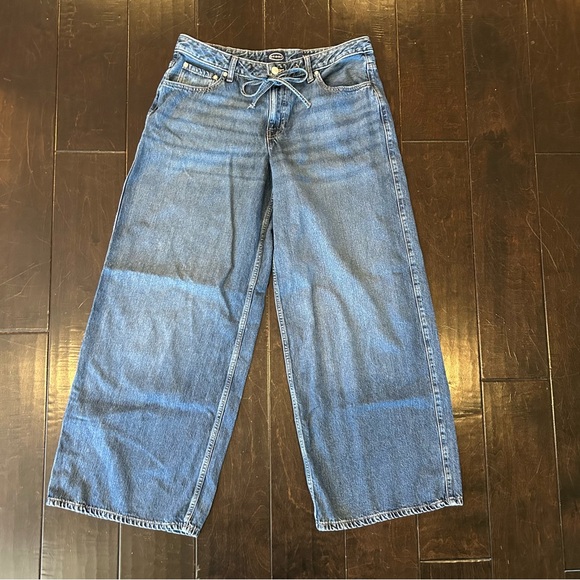 Scoop Denim - Wide Leg  Jeans in Medium Blue with functional drawstring - Women's size 12